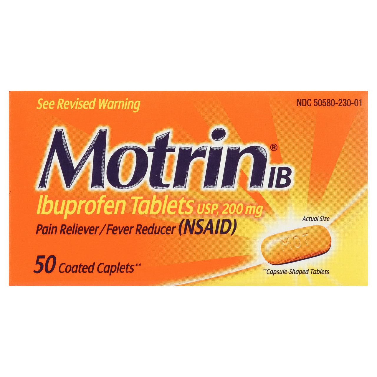 Motrin Ibuprofen Usp 200 Mg Pain Relief Tablets - 50 Ea